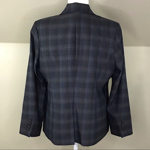 Pendleton Wool Plaid Blazer Blue Grey Vintage - Picture 3 of 8